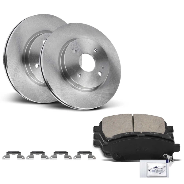 2011-2014 Mazda 2 Disc Brake Rotors and Ceramic Pads Kit, 6 Pcs, Front Driver & Passenger, A-Premium, APBRPR1268