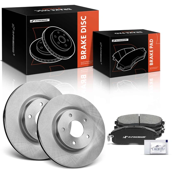 2011-2017 Nissan Juke Disc Brake Rotors and Ceramic Pads Kit, 6 Pcs, Front Driver & Passenger, A-Premium, APBRPR1765