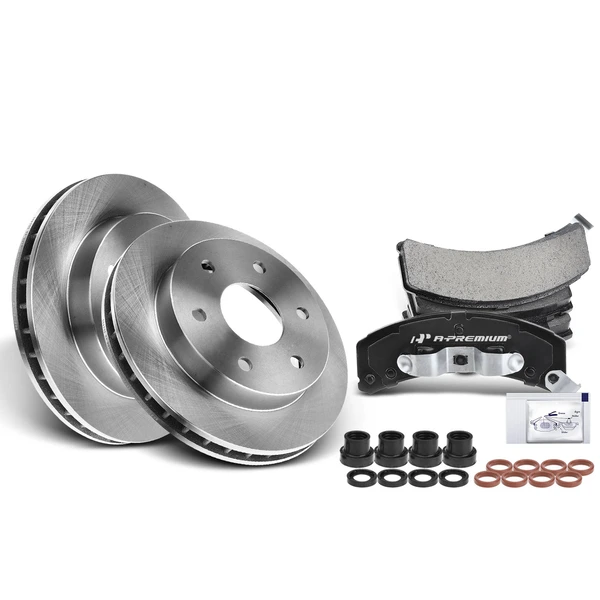 1994-1999 GMC K2500 Suburban Disc Brake Rotors and Ceramic Pads Kit, 6 Pcs, Front Driver & Passenger, A-Premium, APBRPR373