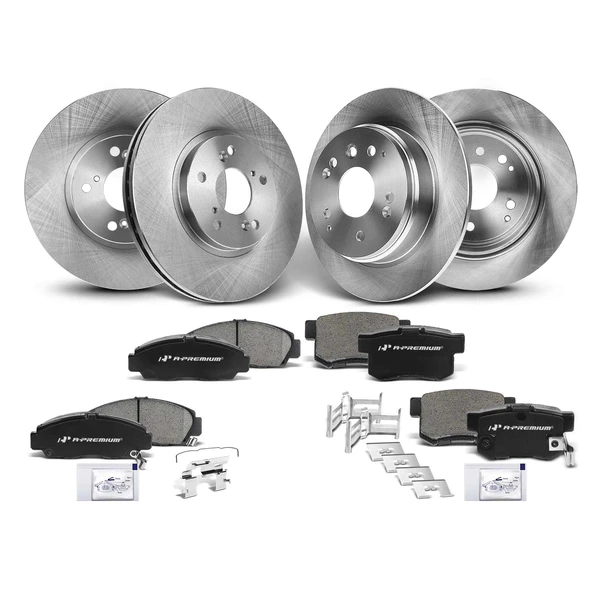 Disc Brake Rotors and Ceramic Pads Kit, 12 Pcs, Front & Rear, A-Premium, APBRPR266