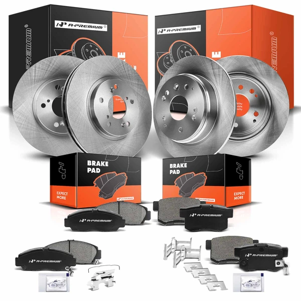 2004-2008 Acura TL Disc Brake Rotors and Ceramic Pads Kit, 12 Pcs, Front & Rear, A-Premium, APBRPR266