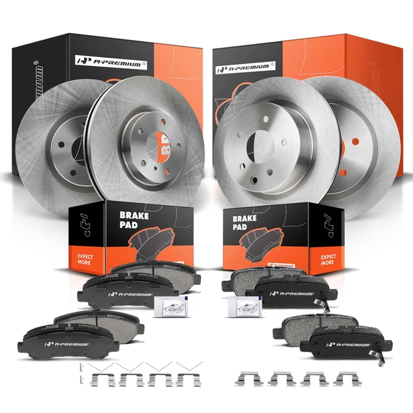 2009-2014 2016-2017 Nissan Maxima Disc Brake Rotors and Ceramic Pads Kit, 12 Pcs, Front & Rear, A-Premium, APBRPR269