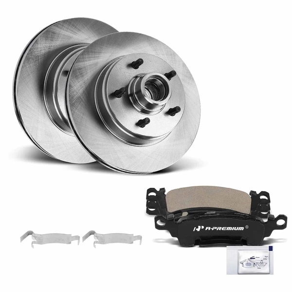 1990-2002 Chevrolet Astro Disc Brake Rotors and Ceramic Pads Kit, 6 Pcs, Front Driver & Passenger, A-Premium, APBRPR1081