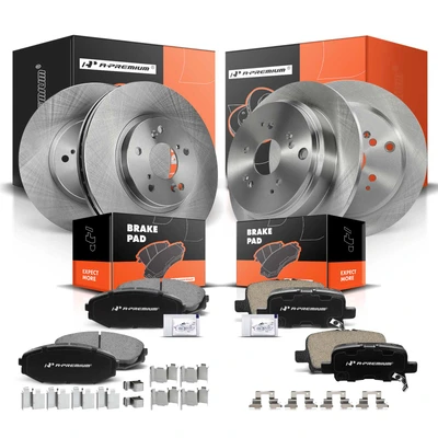 12 Pcs Front & Rear Disc Rotors & Ceramic Brake Pads