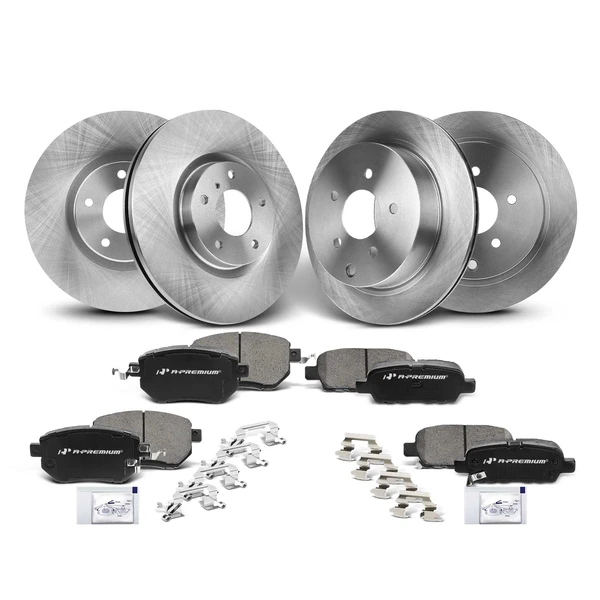 Disc Brake Rotors and Ceramic Pads Kit, 12 Pcs, Front & Rear, A-Premium, APBRPR271