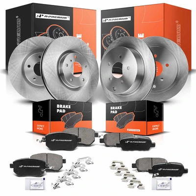 Front & Rear Disc Brake Rotors & Ceramic Brake Pads