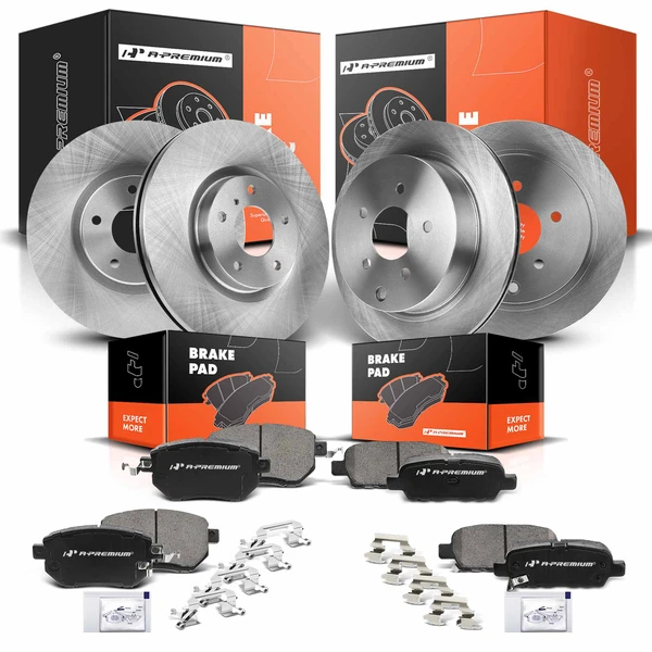 Disc Brake Rotors and Ceramic Pads Kit, 12 Pcs, Front & Rear, A-Premium, APBRPR271