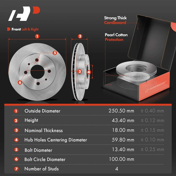 Disc Brake Rotors and Ceramic Pads Kit, 6 Pcs, Front Driver & Passenger, A-Premium, APBRPR932