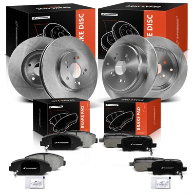 12 Pcs Front & Rear Disc Brake Rotors & Ceramic Pads