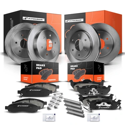 Front & Rear Disc Brake Rotors & Ceramic Brake Pads