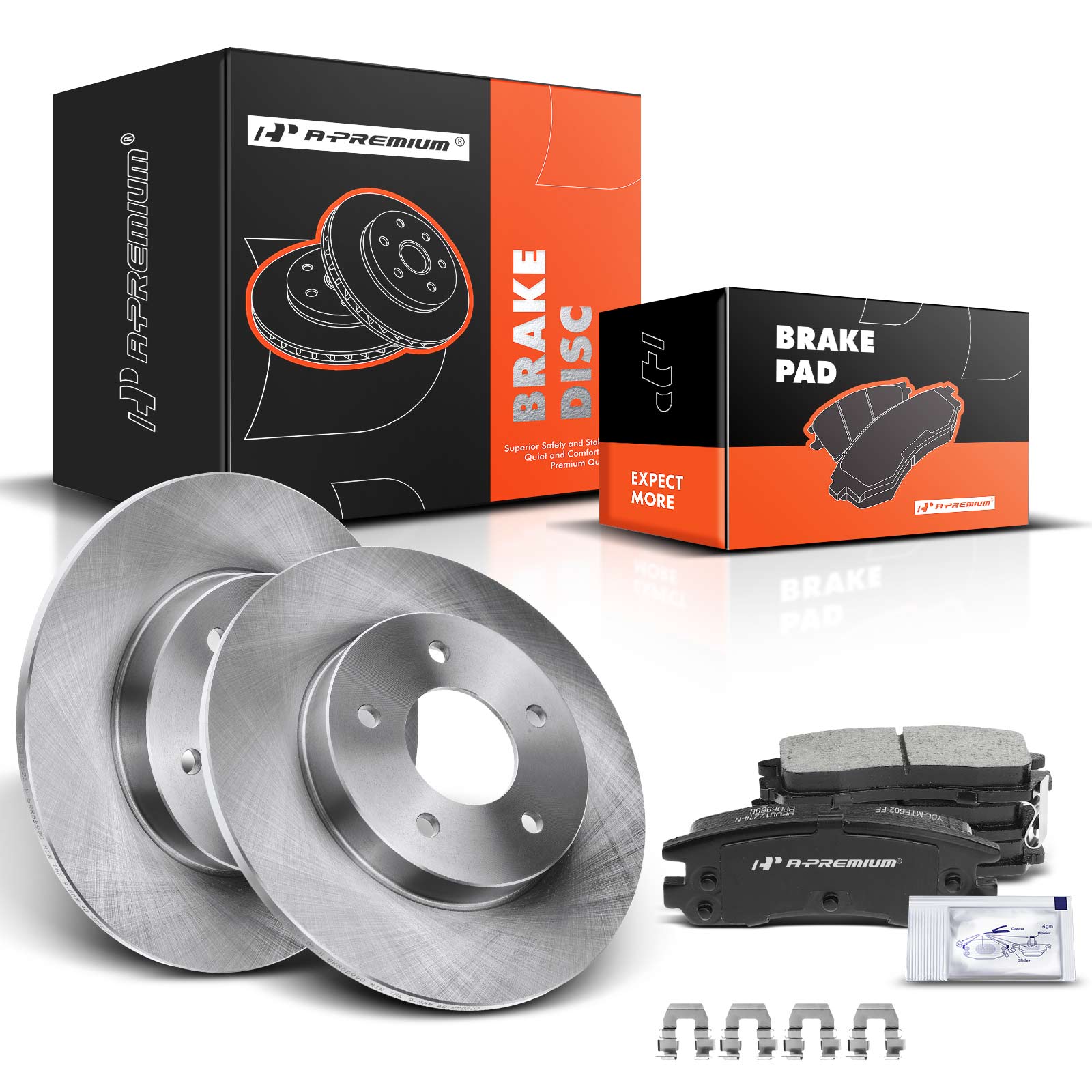 1992-2002 Cadillac Eldorado Disc Brake Rotors and Ceramic Pads Kit, 6 Pcs, Rear Driver & Passenger, A-Premium, APBRPR465