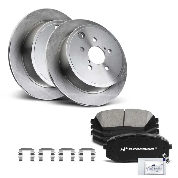 2014-2016 Kia Cadenza Disc Brake Rotors and Ceramic Pads Kit, 6 Pcs, Front Driver & Passenger, A-Premium, APBRPR1272