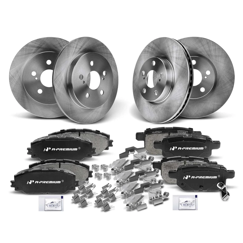 Brake Pad and Rotor Kit, 12 Pcs, Front & Rear, A-Premium, APBRPR123