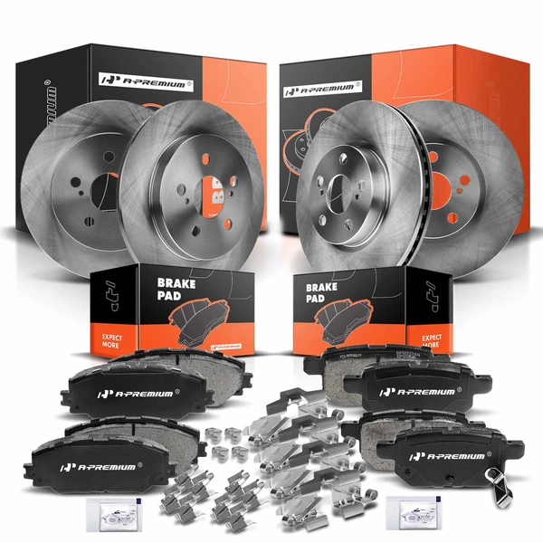 2009-2010 Pontiac Vibe Disc Brake Rotors and Ceramic Pads Kit, 12 Pcs, Front & Rear, A-Premium, APBRPR123