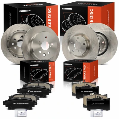 12 Pcs Front & Rear Disc Brake Rotors & Brake Pads
