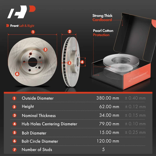 Disc Brake Rotors and Ceramic Pads Kit, 12 Pcs, Front & Rear, A-Premium, APBRPR1670