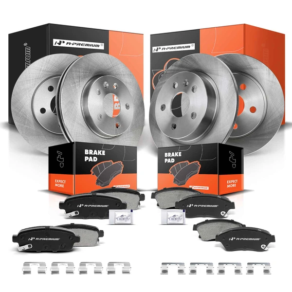 2011-2016 Chevrolet Cruze Disc Brake Rotors and Ceramic Pads Kit, 12 Pcs, Front & Rear, A-Premium, APBRPR374