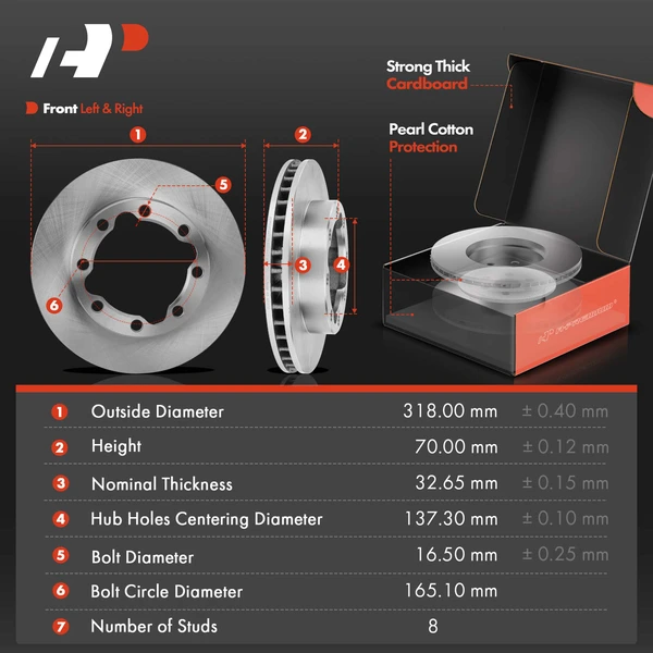 Disc Brake Rotors and Ceramic Pads Kit, 6 Pcs, Front Driver & Passenger, A-Premium, APBRPR935