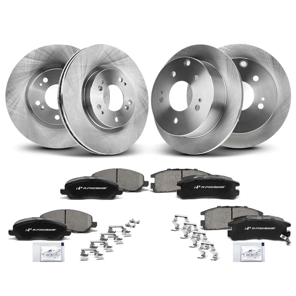 Disc Brake Rotors and Ceramic Pads Kit, 12 Pcs, Front & Rear, A-Premium, APBRPR273