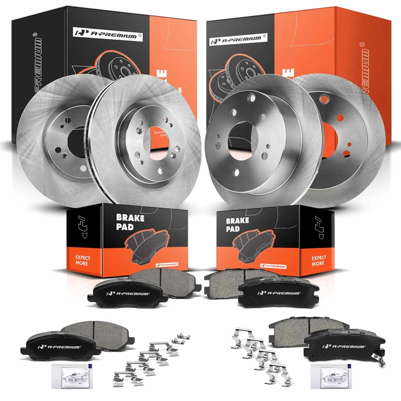 Front & Rear Disc Brake Rotors & Ceramic Brake Pads for Mitsubishi Eclipse 06-12