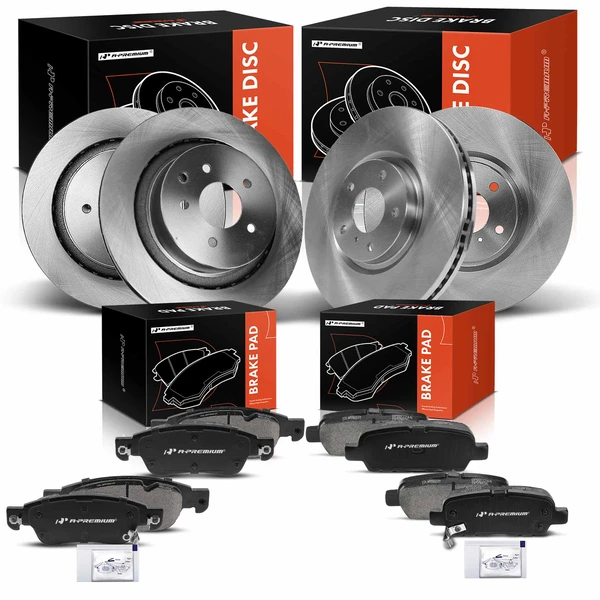 2007-2008 Infiniti G35 Disc Brake Rotors and Ceramic Pads Kit, 12 Pcs, Front & Rear, A-Premium, APBRPR936