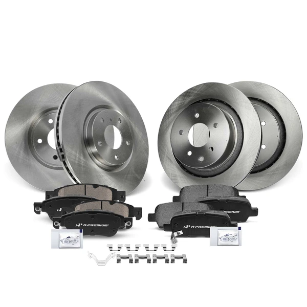 Disc Brake Rotors and Ceramic Pads Kit, 12 Pcs, Front & Rear, A-Premium, APBRPR936