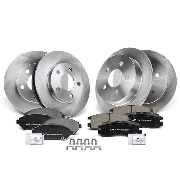 Disc Brake Rotors and Ceramic Pads Kit, 12 Pcs, Front & Rear, A-Premium, APBRPR274