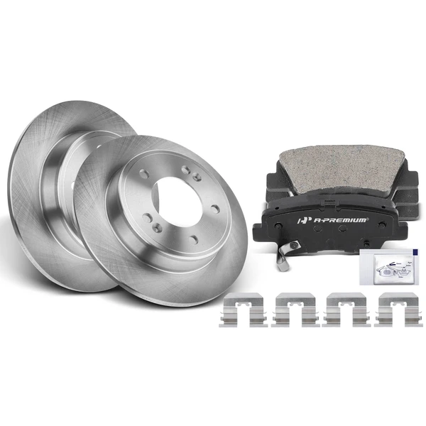 2014-2016 Kia Soul Disc Brake Rotors and Ceramic Pads Kit, 6 Pcs, Rear Driver & Passenger, A-Premium, APBRPR125