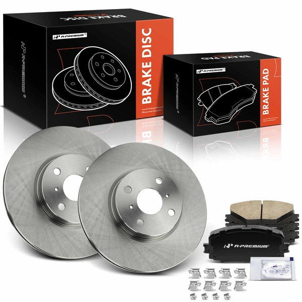 2012-2018 Toyota Yaris Disc Brake Rotors and Ceramic Pads Kit, 6 Pcs, Front Driver & Passenger, A-Premium, APBRPR1735