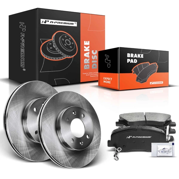 Disc Brake Rotors and Ceramic Pads Kit, 6 Pcs, Front Driver & Passenger, A-Premium, APBRPR275