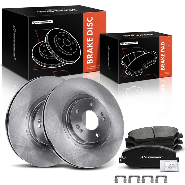 2015-2016 Hyundai Santa Fe XL Disc Brake Rotors and Ceramic Pads Kit, 6 Pcs, Front Driver & Passenger, A-Premium, APBRPR583