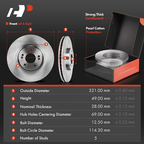 Disc Brake Rotors and Ceramic Pads Kit, 6 Pcs, Front Driver & Passenger, A-Premium, APBRPR583