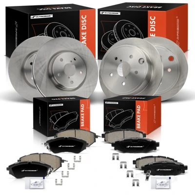 12 Pcs Front & Rear Disc Brake Rotors & Ceramic Pads
