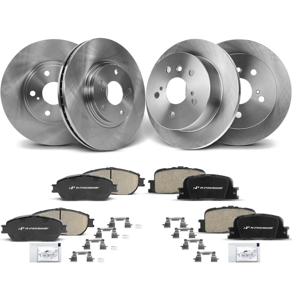 Disc Brake Rotors and Ceramic Pads Kit, 12 Pcs, Front & Rear, A-Premium, APBRPR937