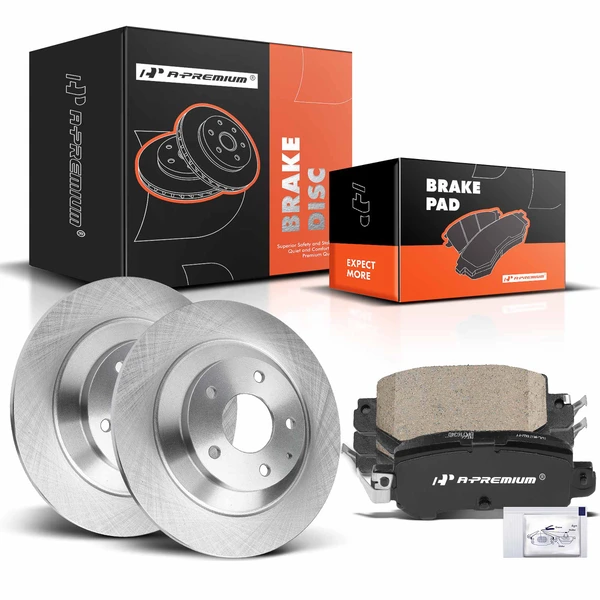 Disc Brake Rotors and Ceramic Pads Kit, 6 Pcs, Rear Driver & Passenger, A-Premium, APBRPR1275