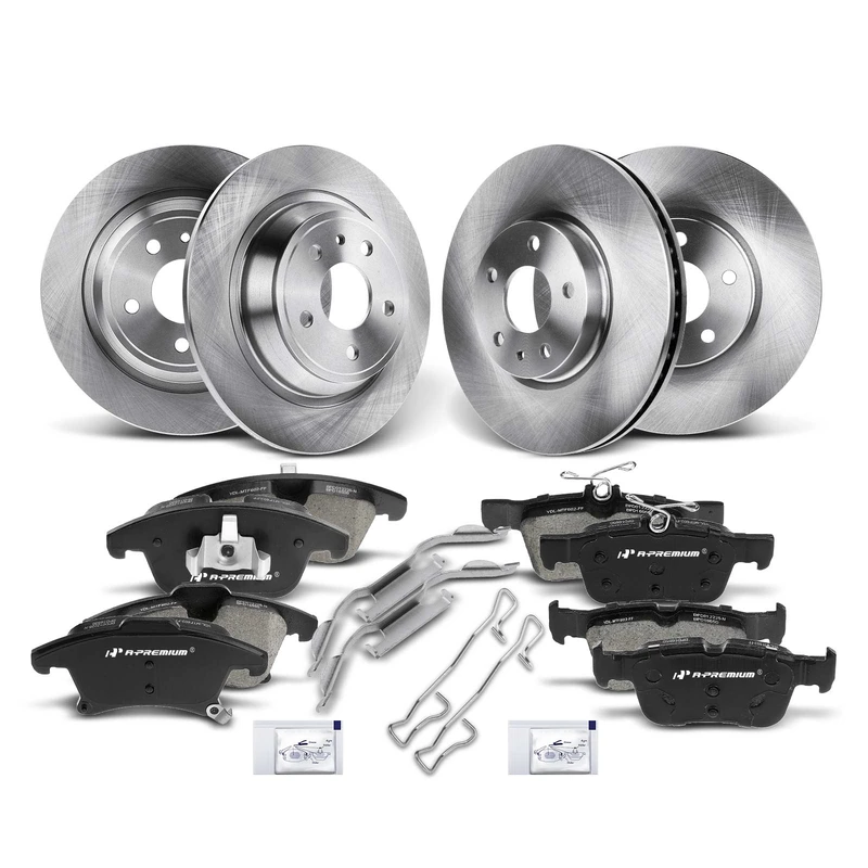 Brake Pad and Rotor Kit, 12 Pcs, Front & Rear, A-Premium, APBRPR375