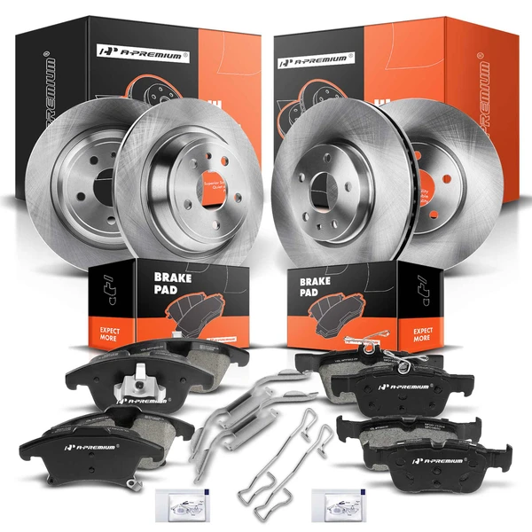 2013-2016 Lincoln MKZ Disc Brake Rotors and Ceramic Pads Kit, 12 Pcs, Front & Rear, A-Premium, APBRPR375