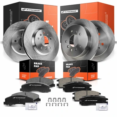 Front & Rear Disc Brake Rotors & Ceramic Brake Pads