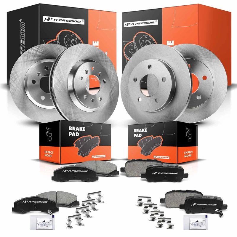 Brake Pad and Rotor Kit, 12 Pcs, Front & Rear, A-Premium, APBRPR279