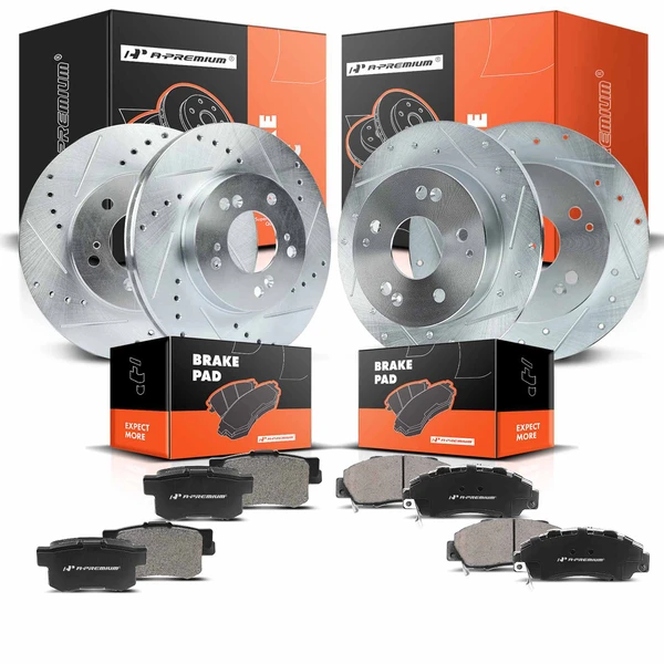 1997-1998 2000-2001 Acura Integra Disc Brake Rotors and Ceramic Pads Kit, 12 Pcs, Front & Rear, A-Premium, APBRPR939