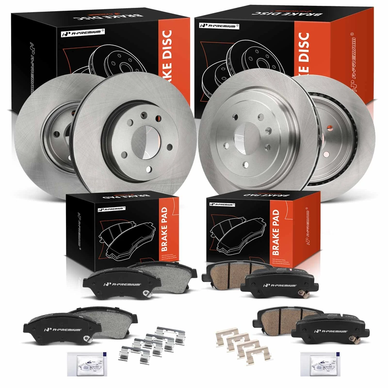 12 Pcs Front & Rear Disc Brake Rotors & Ceramic Brake Pads for Cadillac ATS 2013-2015