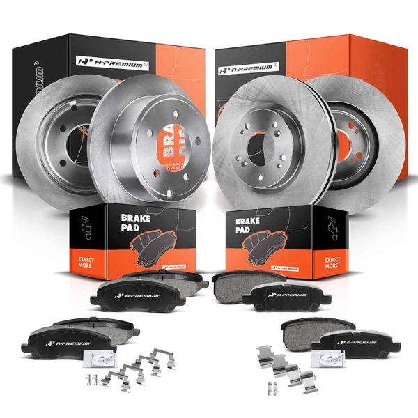 Disc Brake Rotors and Ceramic Pads Kit, 12 Pcs, Front & Rear, A-Premium, APBRPR281