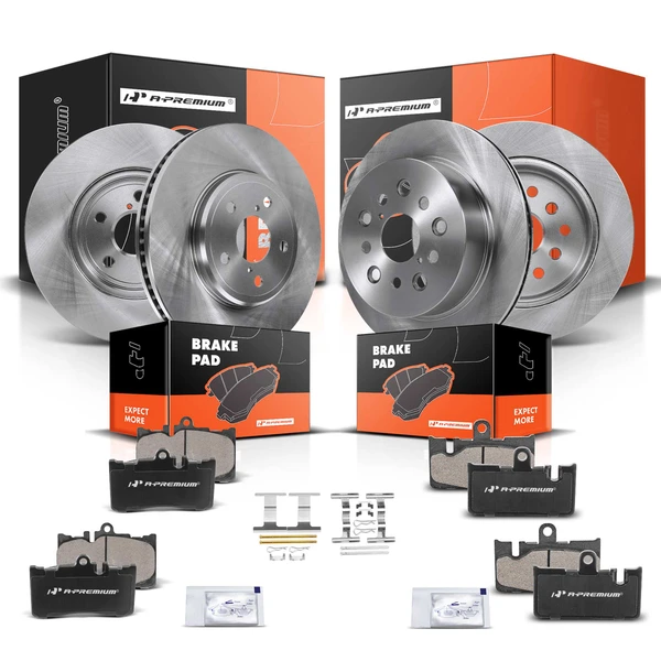 2001-2006 Lexus LS430 Disc Brake Rotors and Ceramic Pads Kit, 12 Pcs, Front & Rear, A-Premium, APBRPR940
