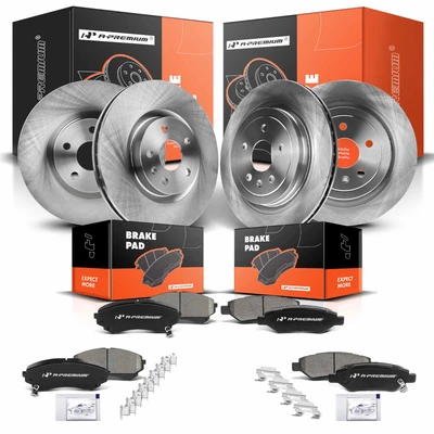 Front & Rear Disc Brake Rotors & Ceramic Brake Pads