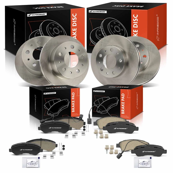 2014-2020 Ram ProMaster 1500 Disc Brake Rotors and Ceramic Pads Kit, 12 Pcs, Front & Rear, A-Premium, APBRPR1967