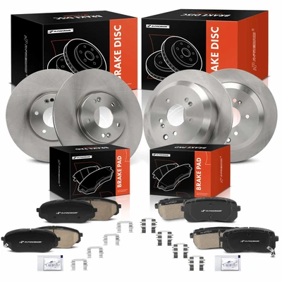 12 Pcs Front & Rear Disc Brake Rotors & Ceramic Brake Pads
