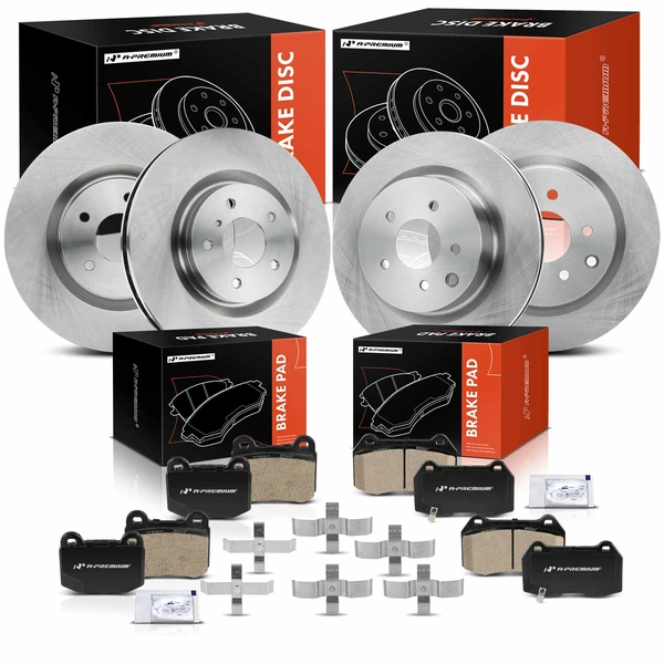 2004 INFINITI G35 Disc Brake Rotors and Ceramic Pads Kit, 12 Pcs, Front & Rear, A-Premium, APBRPR1684