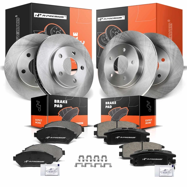 2000-2005 Buick LeSabre Disc Brake Rotors and Ceramic Pads Kit, 12 Pcs, Front & Rear, A-Premium, APBRPR376