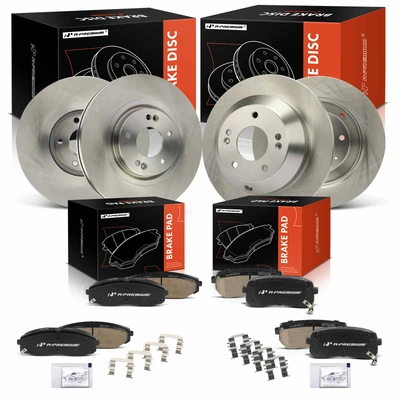 12 Pcs Front & Rear Disc Brake Rotors & Ceramic Brake Pads