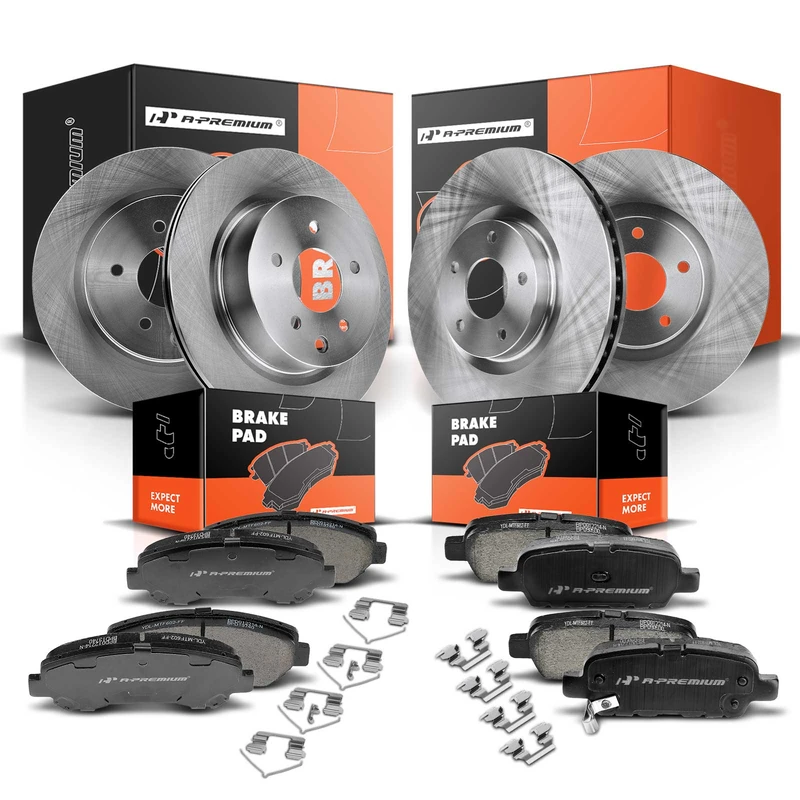 Front & Rear Disc Brake Rotors & Ceramic Brake Pads for Nissan Maxima